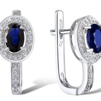 14KW Earrings Diamond,Blue Sapphire (E304361SAP14KW)