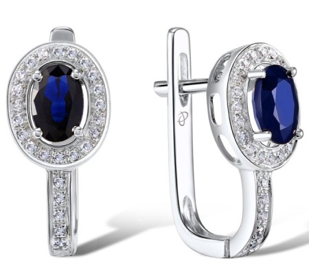 14KW Earrings Diamond,Blue Sapphire (E304361SAP14KW)