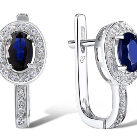 14KW Earrings Diamond,Blue Sapphire (E304361SAP14KW)