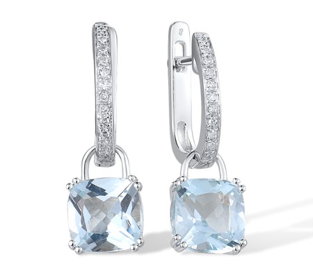 14KW Earrings Blue Topaz (Sky Blue),Diamond (E304362BKT14KW)