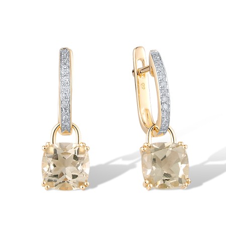 14KYW Earrings Diamond,Prasiolite (Green Amethyst) (E304362GAM14KYW)