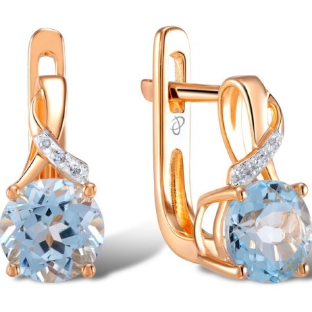 14KRW Earrings Diamond,Blue Topaz (Sky Blue) (E304363BKT14KRW)