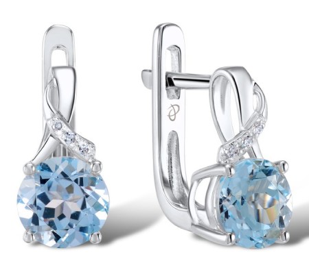 14KW Earrings Blue Topaz (Sky Blue),Diamond (E304363BKT14KW)