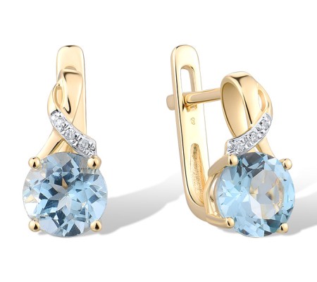 14KYW Earrings Blue Topaz (Sky Blue),Diamond (E304363BKT14KYW)