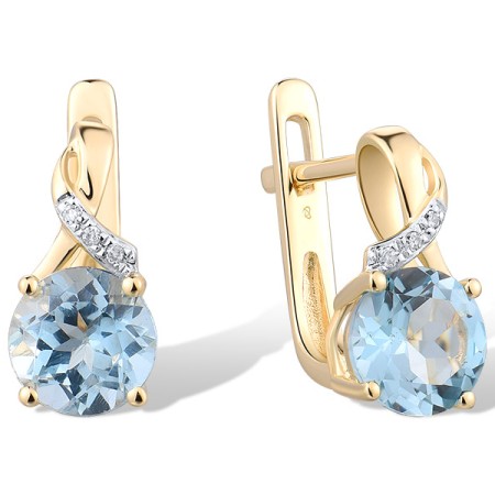 14KYW Earrings Blue Topaz (Sky Blue),Diamond (E304363BKT14KYW)