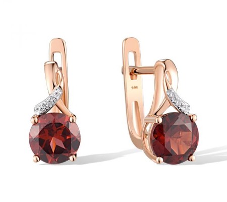 14KRW Earrings Diamond,Garnet (E304363GAN14KRW)