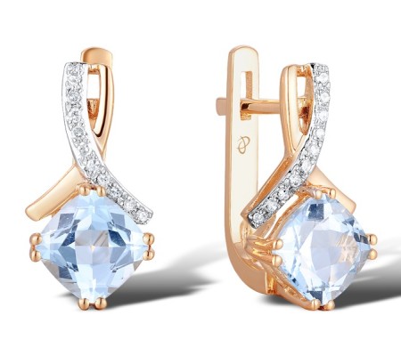 14KRW Earrings Blue Topaz (Sky Blue),Diamond (E304364BKT14KRW)
