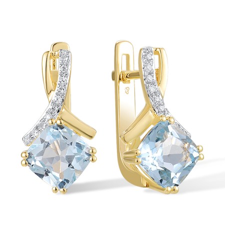 14KYW Earrings Blue Topaz (Sky Blue),Diamond (E304364BKT14KYW)