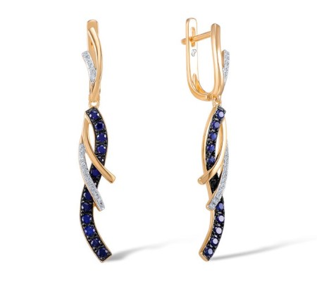 14KRWB Earrings Blue Sapphire,Diamond (E304367SAP14KRWB)