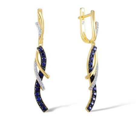 14KYWB Earrings Blue Sapphire,Diamond (E304367SAP14KYWB)