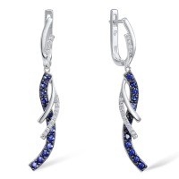 Sterling Silver w/ Black White Plating Earrings White Cubic Zirconia,Blue Nano Cubic Zirconia (E304367SBZZSK925)