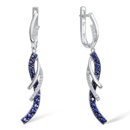 Sterling Silver w/ Black White Plating Earrings White Cubic Zirconia,Blue Nano Cubic Zirconia (E304367SBZZSK925)