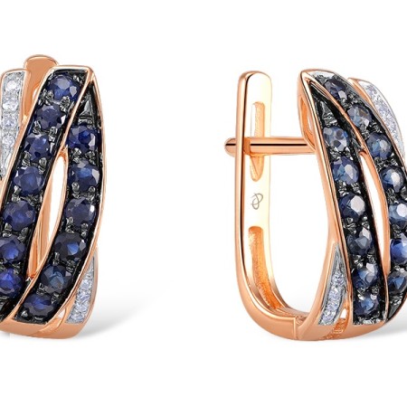 14KRWB Earrings Diamond,Blue Sapphire (E304370SAP14KRWB)