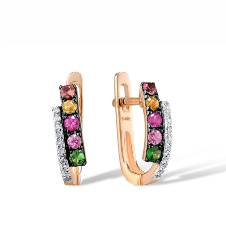 14KRWB Earrings Diamond,Green Garnet,Orange Sapphire,Pink Sapphire,Yellow Sapphire (E304371MUL14KRWB)