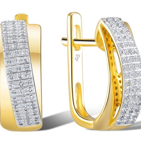 Sterling Silver w/ Yellow Plating Earrings White Cubic Zirconia (E304376WCZSY925)