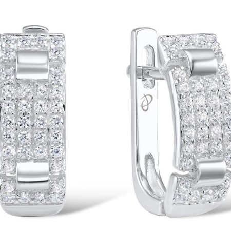 Sterling Silver Earrings White Cubic Zirconia (E304377SWCZSL925)