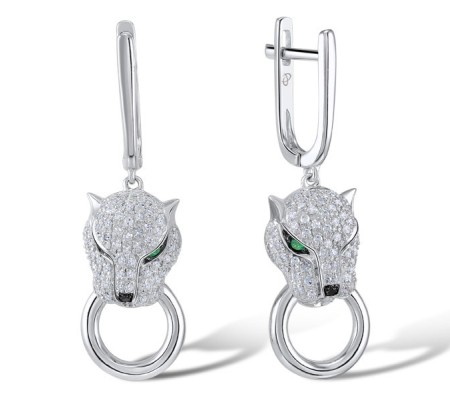 14KWB Earrings Emerald,Black Diamond,Diamond (E304390BDE14KWB)