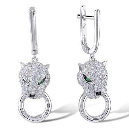 14KWB Earrings Emerald,Black Diamond,Diamond (E304390BDE14KWB)
