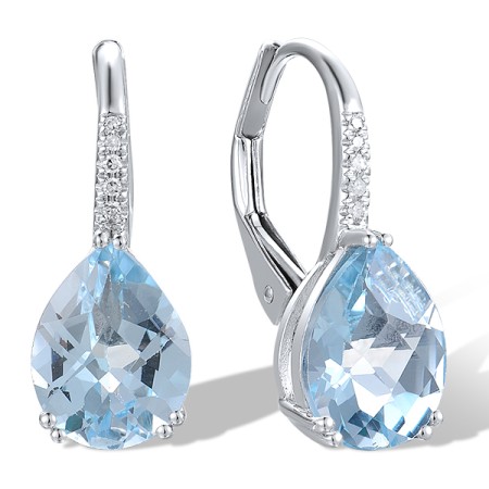 14KW Earrings Blue Topaz (Sky Blue),Diamond (E304410BKT14KW)