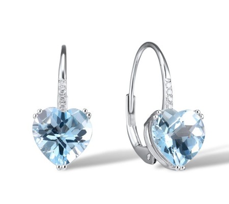 14KW Earrings Diamond,Blue Topaz (Sky Blue) (E304411BKT14KW)