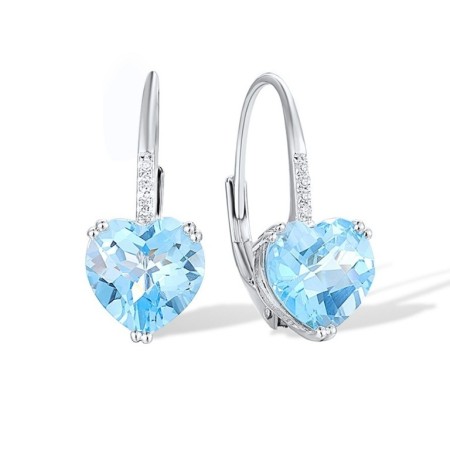 14KW Earrings Blue Topaz (Swiss Blue),Diamond (E304411BLT14KW)