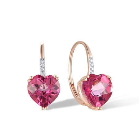 14KRW Earrings Diamond,Pink Topaz (E304411PNT14KRW)