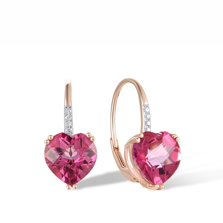14KRW Earrings Diamond,Pink Topaz (E304411PNT14KRW)