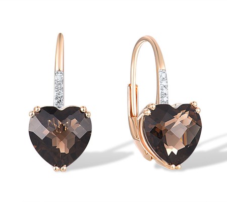 14KRW Earrings Diamond,Smoky Quartz (E304411SKQ14KRW)