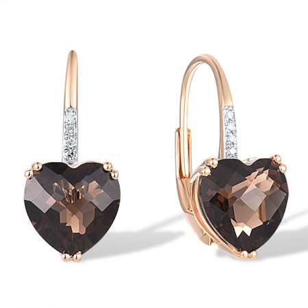 14KRW Earrings Diamond,Smoky Quartz (E304411SKQ14KRW)
