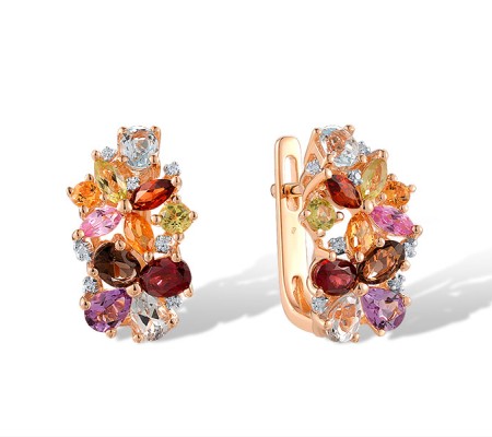 14KRW Earrings Amethyst,Blue Topaz (Sky Blue),Citrine,Created Pink Sapphire,Diamond,Garnet,Peridot,Smoky Quartz (E304413MUL114KRW)