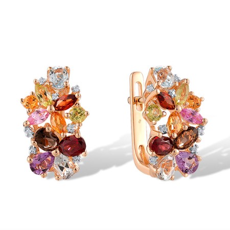 14KRW Earrings Amethyst,Blue Topaz (Sky Blue),Citrine,Created Pink Sapphire,Diamond,Garnet,Peridot,Smoky Quartz (E304413MUL114KRW)