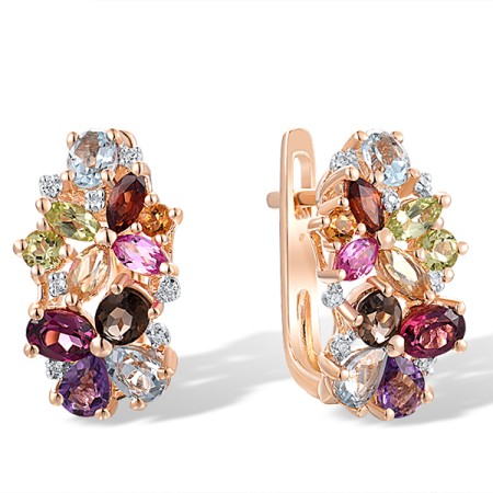 14KRW Earrings Amethyst,Blue Topaz (Sky Blue),Citrine,Created Pink Sapphire,Diamond,Garnet,Peridot,Rhodolite Garnet,Smoky Quartz (E304413MUL14KRW)