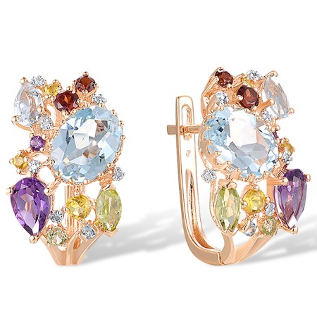 14KRW Earrings Amethyst,Blue Topaz (Sky Blue),Blue Topaz (Swiss Blue),Diamond,Garnet,Peridot,Yellow Sapphire (E304414MUL114KRW)