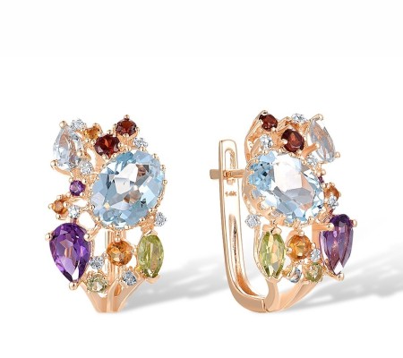 14KRW Earrings Amethyst,Blue Topaz (Sky Blue),Blue Topaz (Swiss Blue),Citrine,Diamond,Garnet,Peridot (E304414MUL14KRW)
