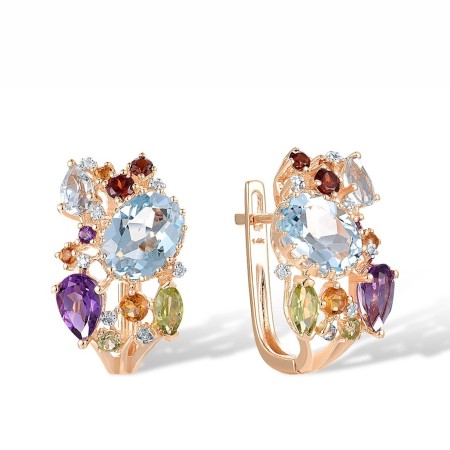 14KRW Earrings Amethyst,Blue Topaz (Sky Blue),Blue Topaz (Swiss Blue),Citrine,Diamond,Garnet,Peridot (E304414MUL14KRW)