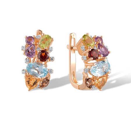 14KRW Earrings Amethyst,Blue Topaz (Sky Blue),Citrine,Diamond,Garnet,Peridot,Smoky Quartz (E304415MUL314KRW)