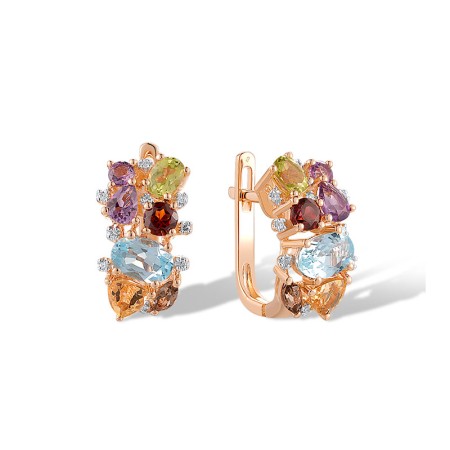 14KRW Earrings Amethyst,Blue Topaz (Sky Blue),Citrine,Diamond,Garnet,Peridot,Smoky Quartz (E304415MUL314KRW)