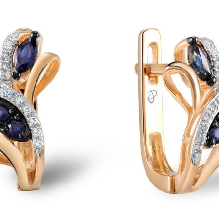 14KRWB Earrings Blue Sapphire,Diamond (E304419SAP14KRWB)