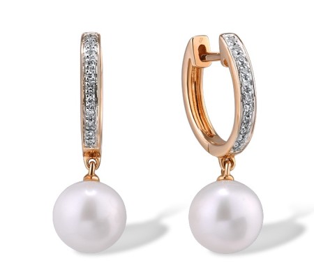 14KRW Earrings Diamond,Fresh Water White Pearl (E304423FWP14KRW)