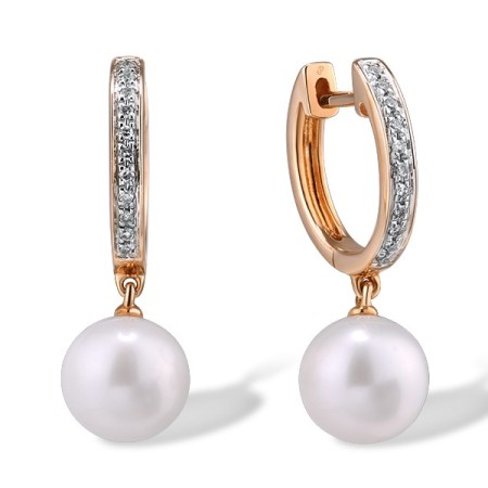 14KRW Earrings Diamond,Fresh Water White Pearl (E304423FWP14KRW)