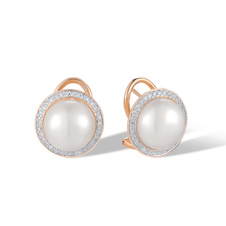 14KRW Earrings Diamond,Fresh Water White Pearl E304426AFWP14KRW