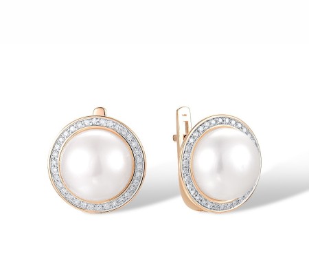 14KRW Earrings Diamond,Fresh Water White Pearl (E304426FWP14KRW)
