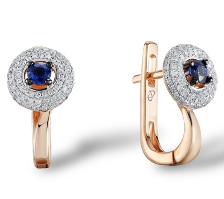 14KRWB Earrings Blue Sapphire,Diamond (E304528SAP14KRWB)