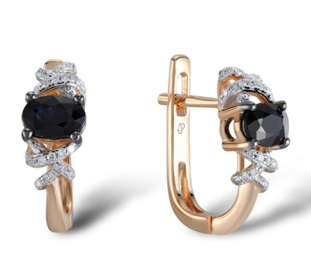 14KRWB Earrings Blue Sapphire,Diamond (E304532SAP14KRWB)