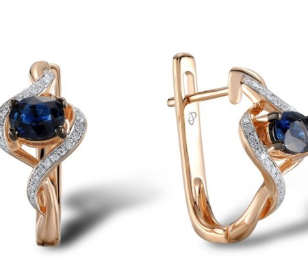 14KRWB Earrings Blue Sapphire,Diamond (E304533SAP14KRWB)