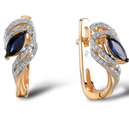 14KRWB Earrings Diamond,Blue Sapphire (E304540SAP14KRWB)
