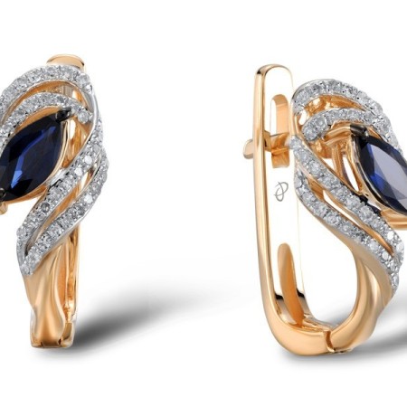 14KRWB Earrings Diamond,Blue Sapphire (E304540SAP14KRWB)