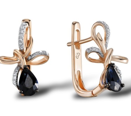 14KRWB Earrings Blue Sapphire,Diamond (E304542SAP14KRWB)