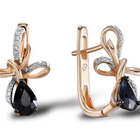 14KRWB Earrings Blue Sapphire,Diamond (E304542SAP14KRWB)