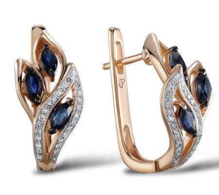 14KRWB Earrings Diamond,Blue Sapphire (E304544SAP14KRWB)